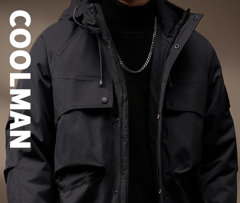 Men's 2025 Autumn/Winter High-End Quilted Thick Cotton Jacket - Trendy Windproof Outdoor Mountaineering Coat