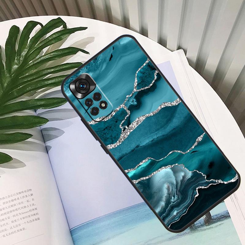 Teal Blue Gold Agate Marble Funda For Xiaomi Redmi Note 13 10 11 12 14 15 Pro Plus Case For Redmi 15C 12C 13C 14C 10C 15