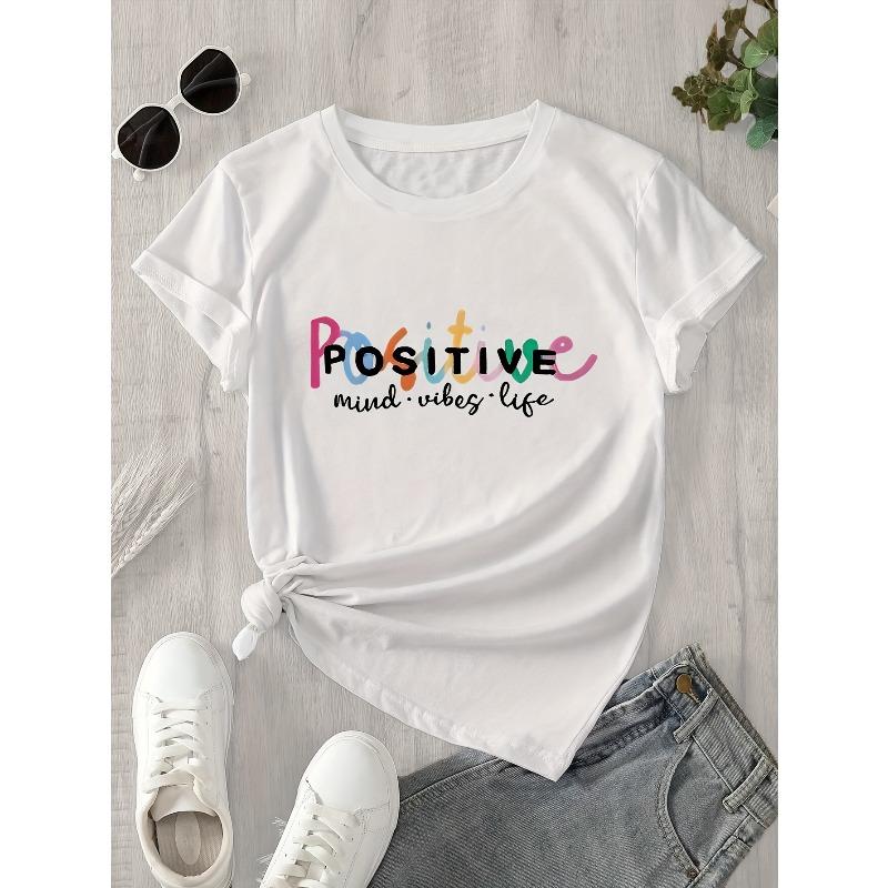 European sizes Letter Print Casual Women'S Summer Clothing, New Short-Sleeve T-Shirt for Spring And Summer