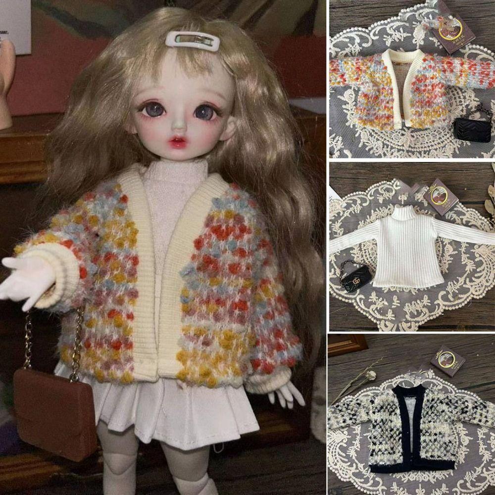 Elegant Knitted Cardigans Tops Cute Doll Jeans Pants for 1/4 1/6 BJD 30/45cm Dolls Doll Clothes