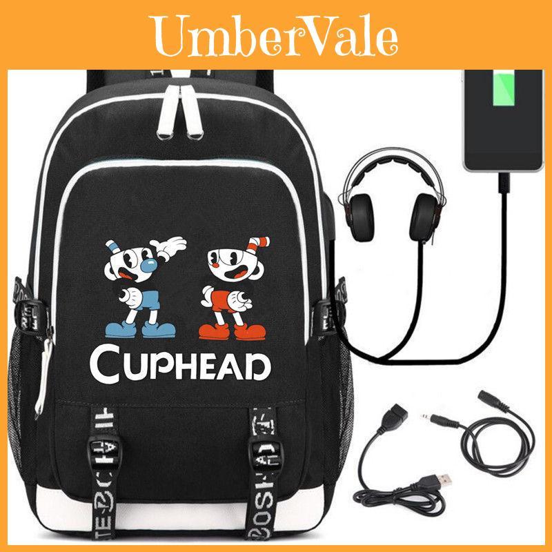Stylish Cuphead Backpack With Usb Charging Port For Kids And Boys School Use