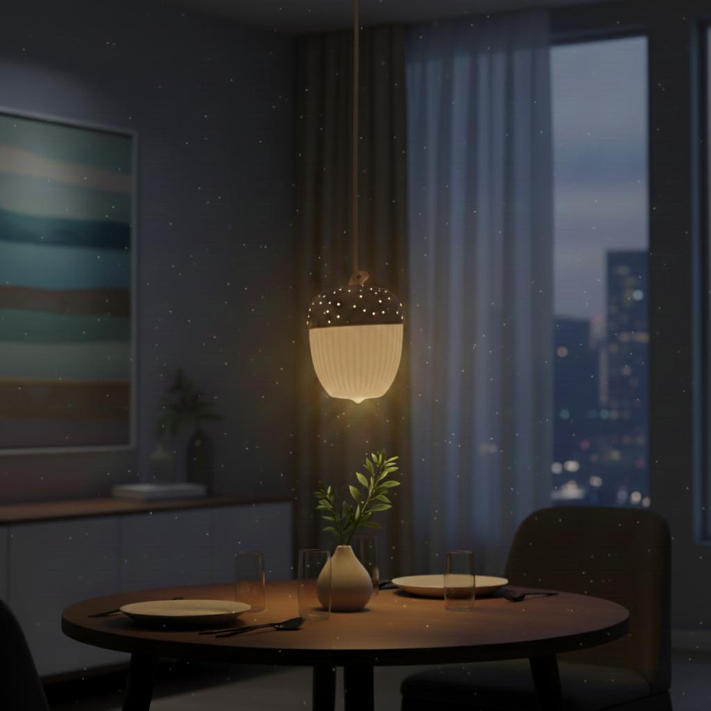Beige acorn LED lantern, light decoration for LED tealight