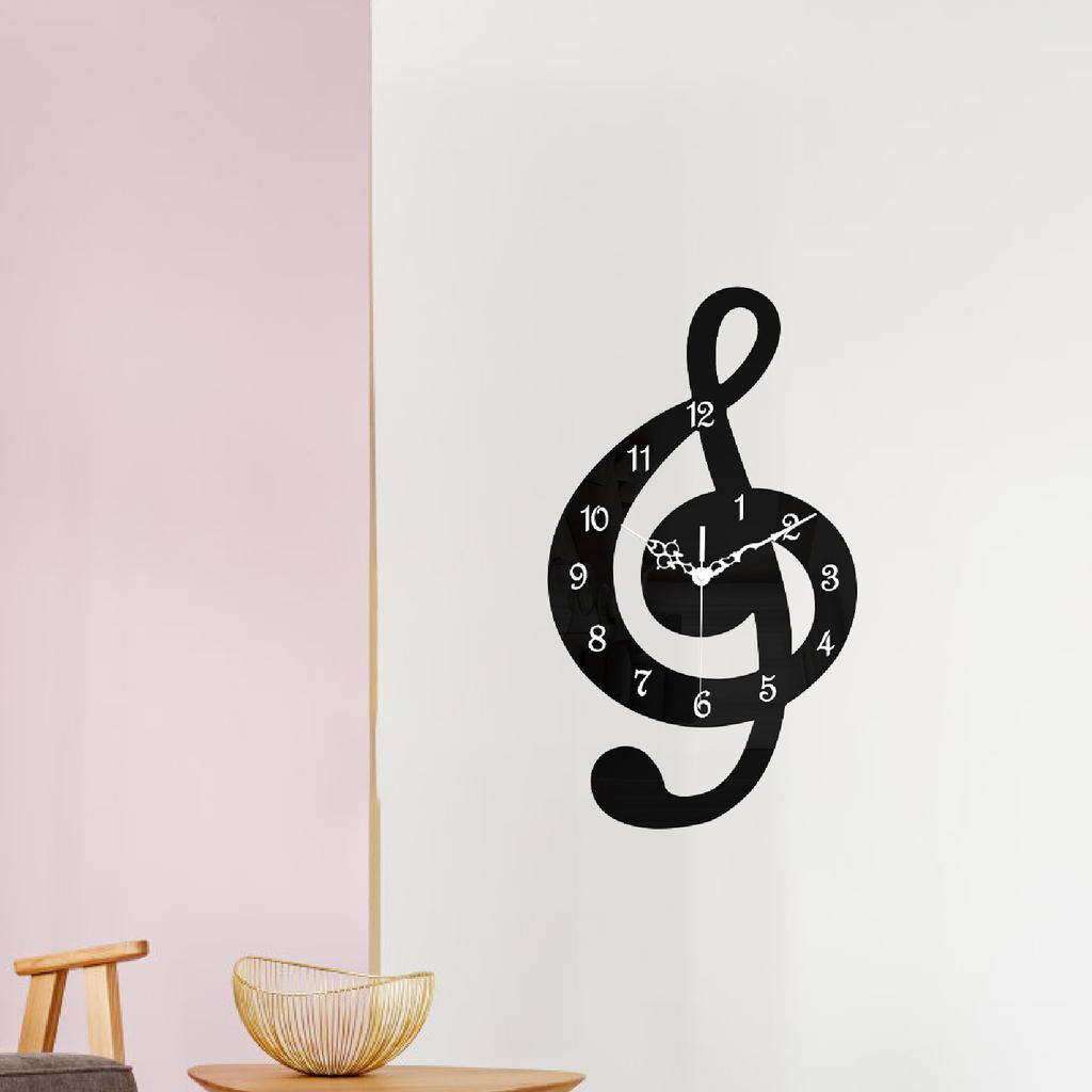Horloge Murale Moderne Note de Musique Décorative Silencieuse Sans Tic-Tac Art Mural Musical Décor Cadeau pour Salle de Piano Studio