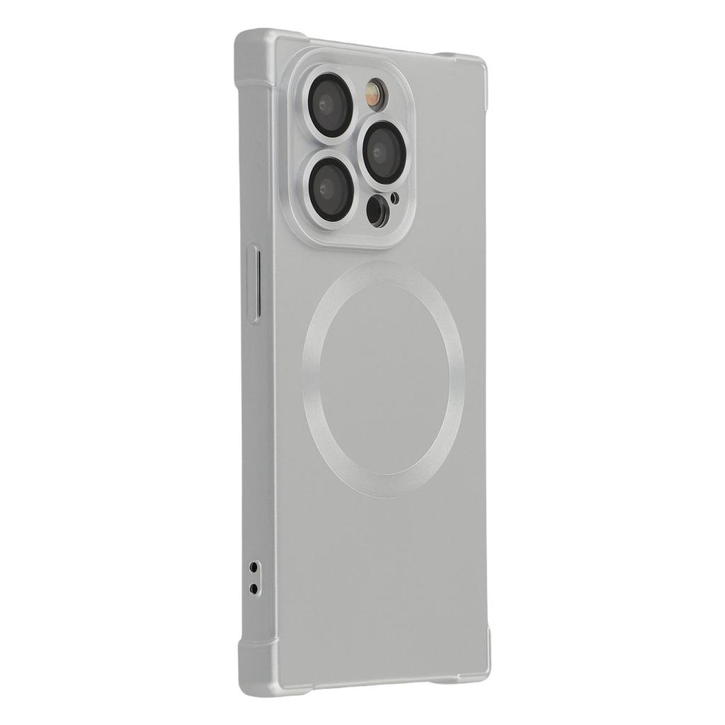 For iPhone 15 Pro Max Case Compatible with MagSafe Straight Edge TPU Phone Cover with Camera Lens Protector