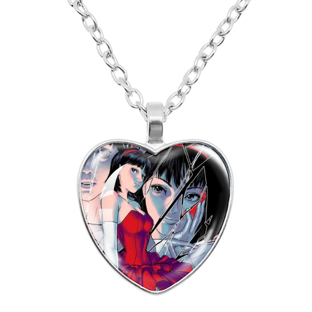 Perfect Blue Anime Movie Cartoon Glass Heart-Shape Pendant Necklace Cass Heart Shape Pendant Necklace Jewelry Charm Collect Gift