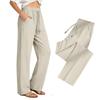 Women's Loose Fit Wide Leg Drawstring Waist Pants with Pockets Casual Straight Leg Trousers for Everyday Wear