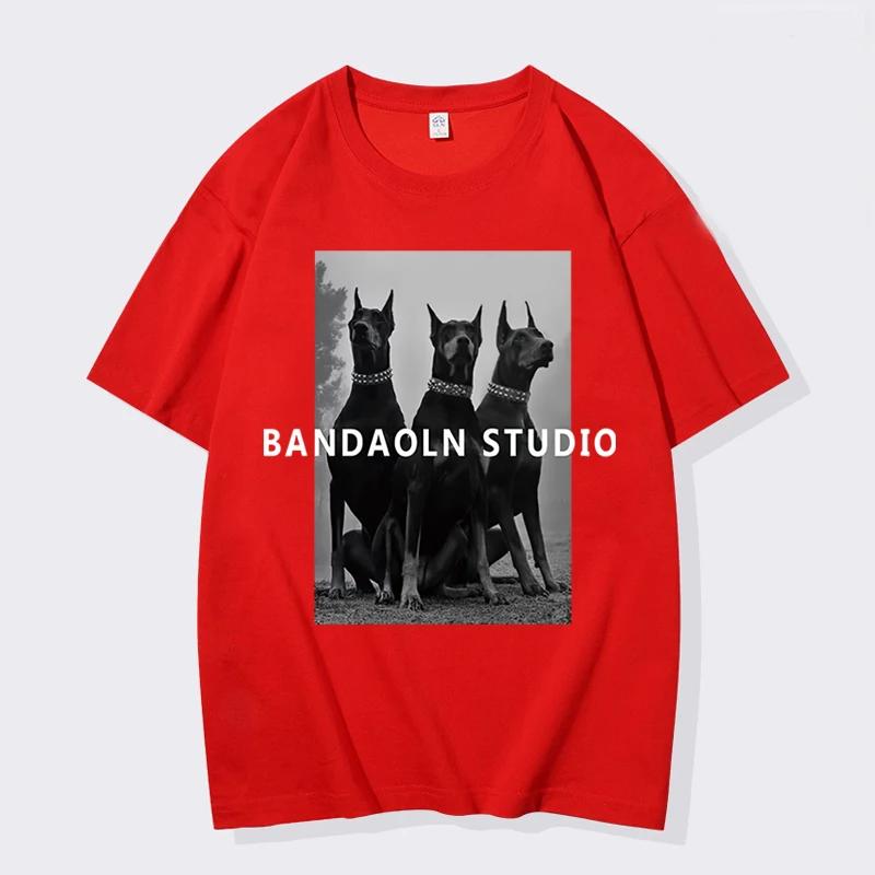 Unisex and WoUnisex Oversized T-shirts Doberman Print, Casual Streetwear Cotton Short-sleeved Harajuku Graphic T Shirts Shirts