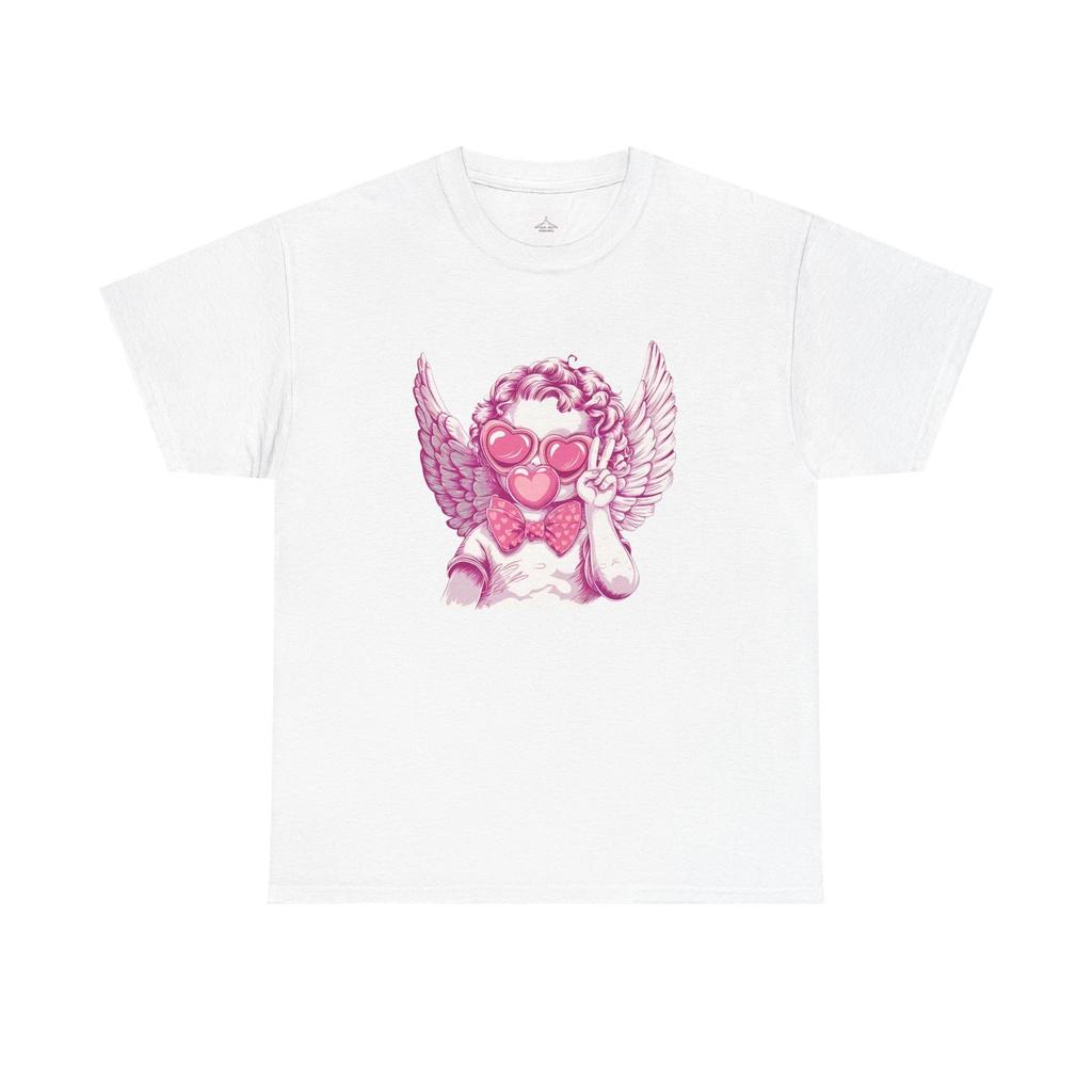 Cute Angel Heart Tee, Casual T-Shirt for Valentine's Day, Gift for Friends,