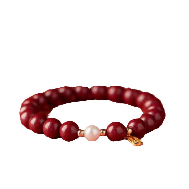Cinnabar Bracelet Amulet for Women - Purple Gold Sand Beads, Gift for Best Friend or Girlfriend