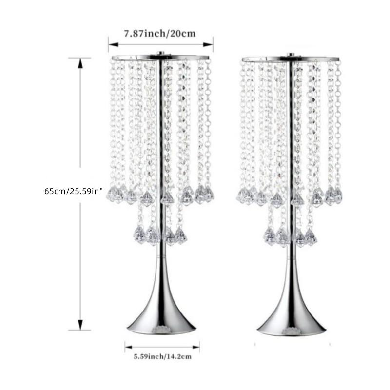 Iron Art Flower Stand with Crystal Bead Curtain for Weddings and Dining Table Decorations