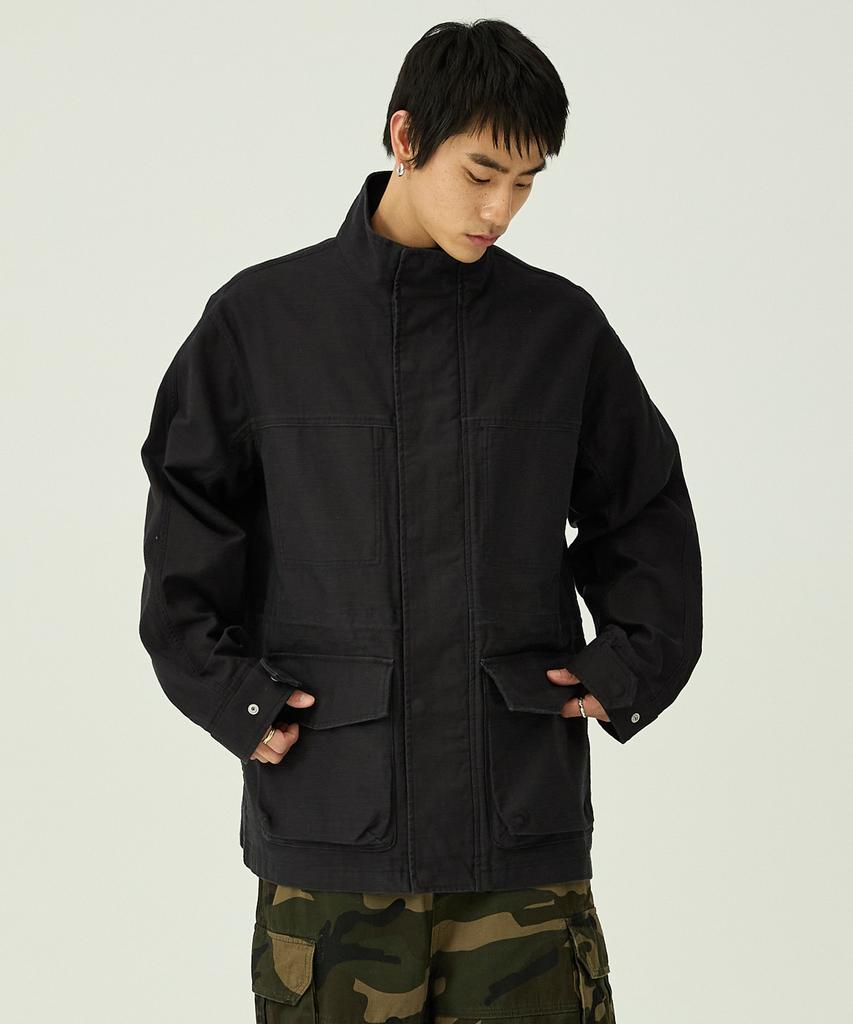 Magoodgan Safari 5311 Satin Cotton Oversized Black Field Jacket
