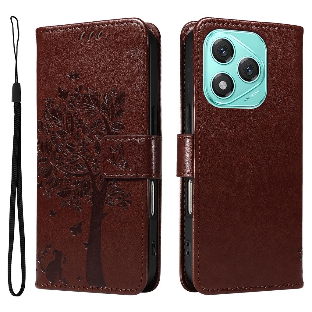 For Honor 400 Lite Phone Case with Stand Cat Tree Pattern Leather Wallet Mobile Cover