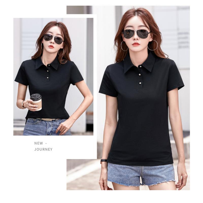 Summer New Korean Style Slim Fit Button Turn-down Collar Short Sleeve T-shirt Women Shirt Simple Fashion Small Shirt