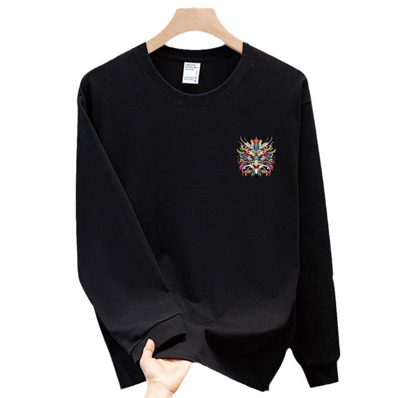 High-End Pure Cotton Men'S Trendy Long-Sleeved T-Shirt Bottoming Shirt Heavy Printing Men'S Clothing Simple And Versatile