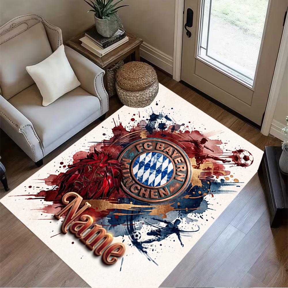 FC Bayern München Fan Art Teppich Design für Studentenwohnheim Küche Esszimmer Spielzimmer Rutschfester Teppich Anime Büro Dekoration Geburtstags-/Weihnachtsgeschenk