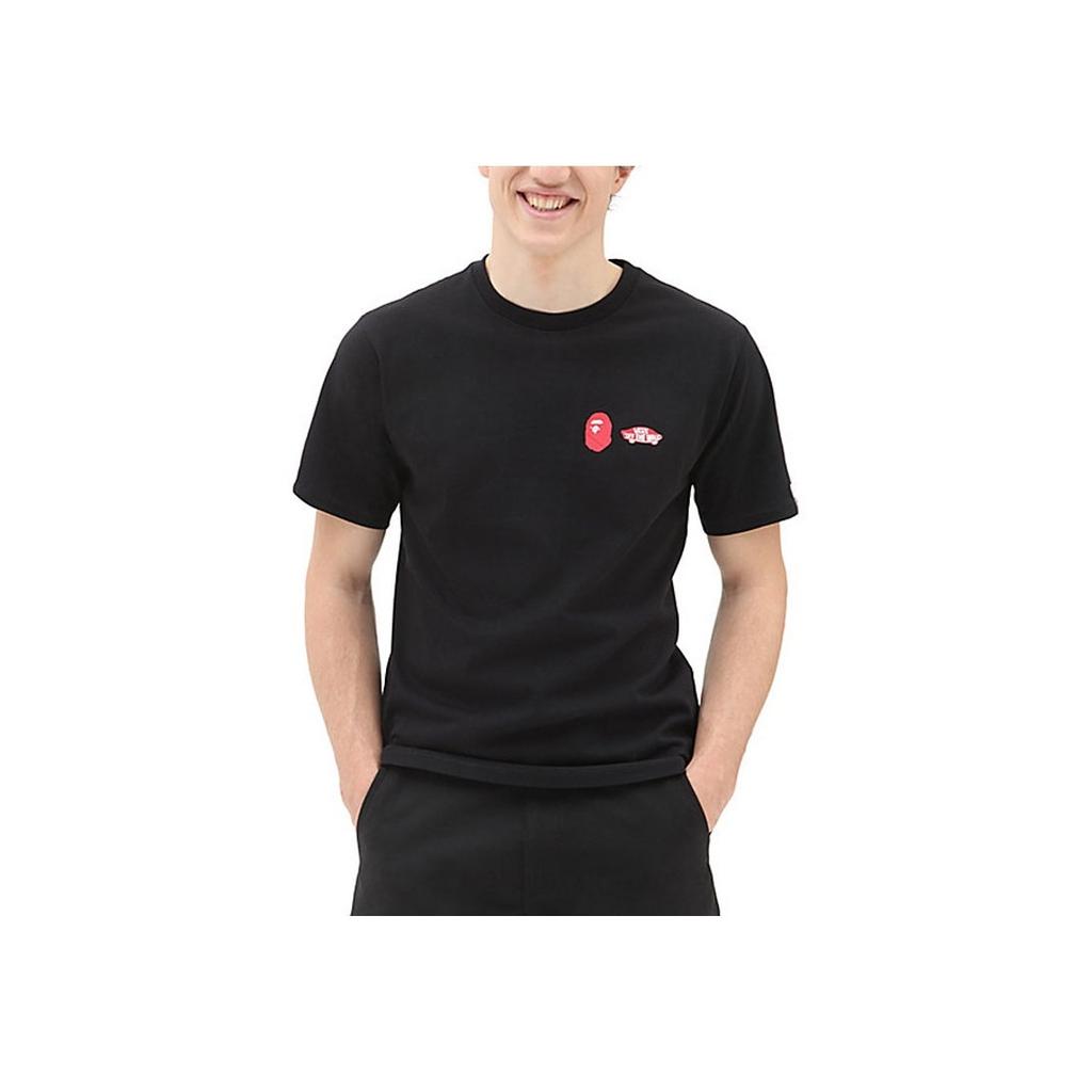 Vans X Bape Limited Edition Capsule Collection Sk8-Hi Print Casual Breathable Round Neck Short Sleeve T-Shirt Unisex Tops Black VN0A7XQ8448
