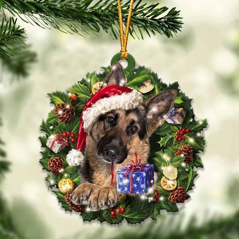 Cute Christmas Acrylic Dog Hanging Decor For Rearview Mirror And Home Spaces