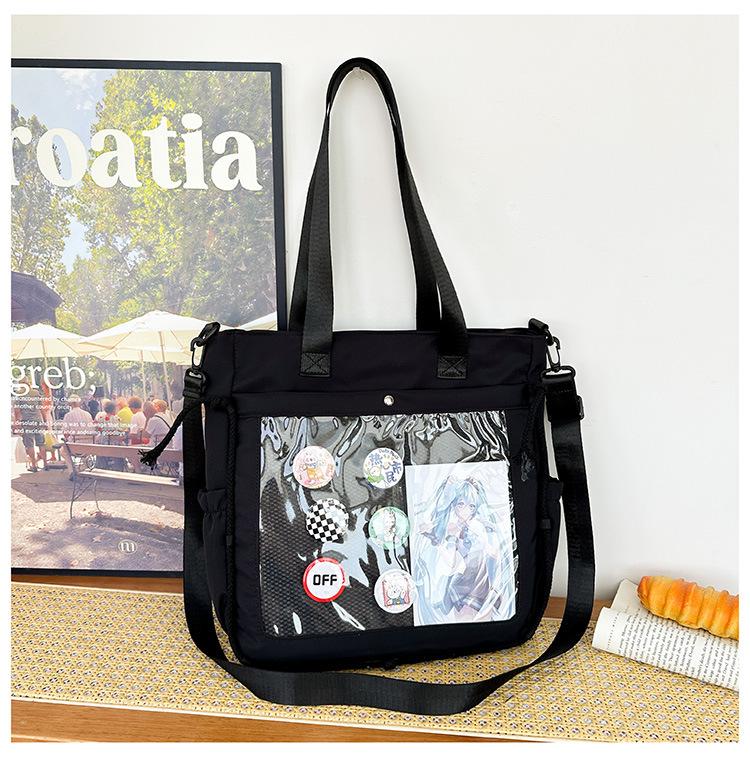 Wind Simple Transparent Pain Bag Large Capacity Class Tote Bag Leisure Commuting Shoulder Bag Versatile Tote Bag