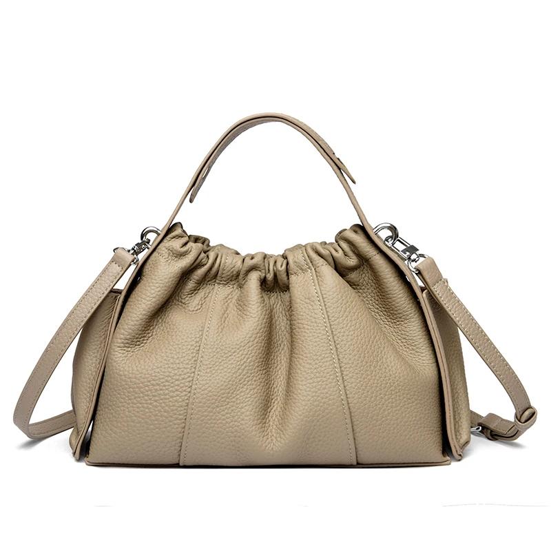 Geantă de mână din piele naturală de mare capacitate pentru femei, genți de umăr moi, tip crossbody