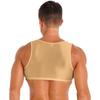 Mens Glossy Vest Cropped Tank Top Sleeveless Design Round Neck Solid Color Swimwear Nightwear Tops