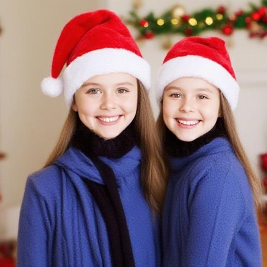 Christmas Santa Hat Kids Adult Santa Claus Plush Hat Women Men Unisex Red Velvet Fluffy Xmas Hat Holiday Party Costume Supplies