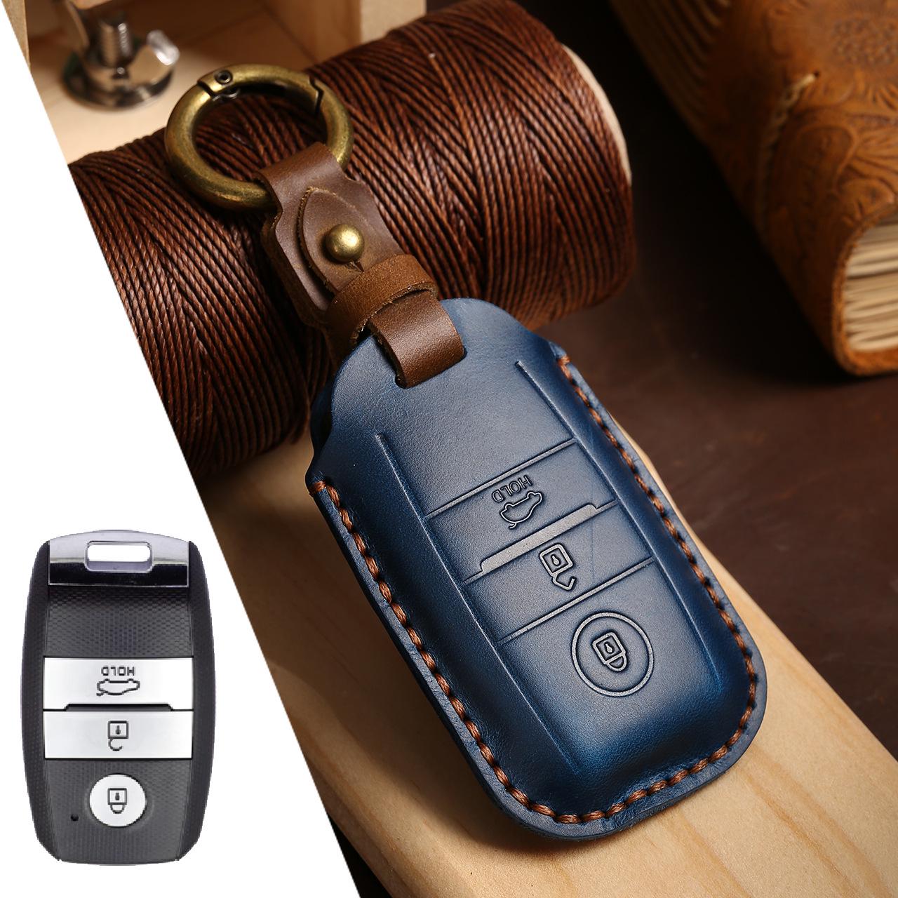 

Kia Key Cover for Sportage, K3, Sorento, KX5 - Retro Style Keychain Bag синий