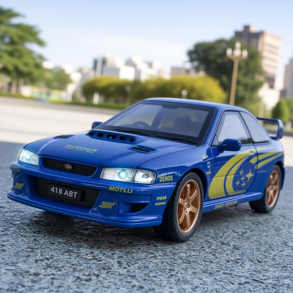 1:32 Impreza Wrx Sti Model Toy Sports Cars Alloy Diecast Miniature Supercars Sound Light Doors Opened Pull Back For Kids Gift