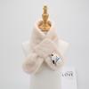 Adorable Kids' Furry Dog Scarf for Autumn/Winter - Cozy Single Color Cross Neck Warmer