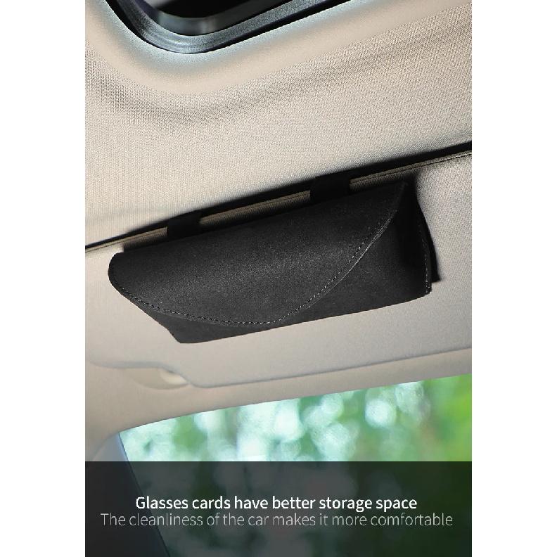 Car Sunglasses Holder Universal Suede Multi-function Glasses Clip Bill Clip Auto Accessories Glasses Case