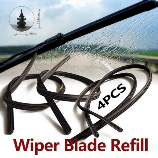 4Pcs Universal Car Bus Rubber Frameless Windshield Wiper Blade Refills 26  Black