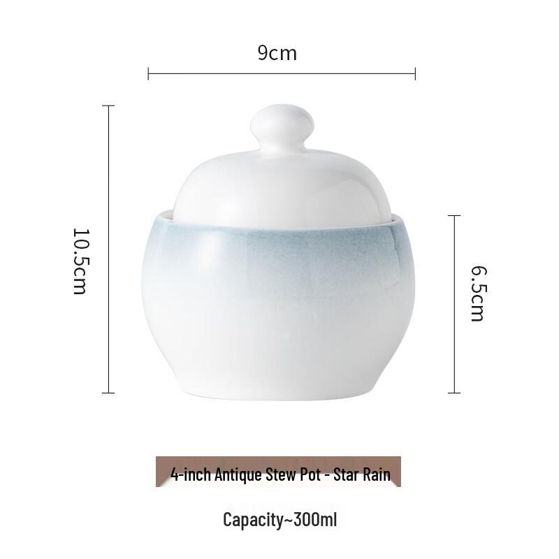 Zhao Ran White Ceramic Double Boiler Stew Pot