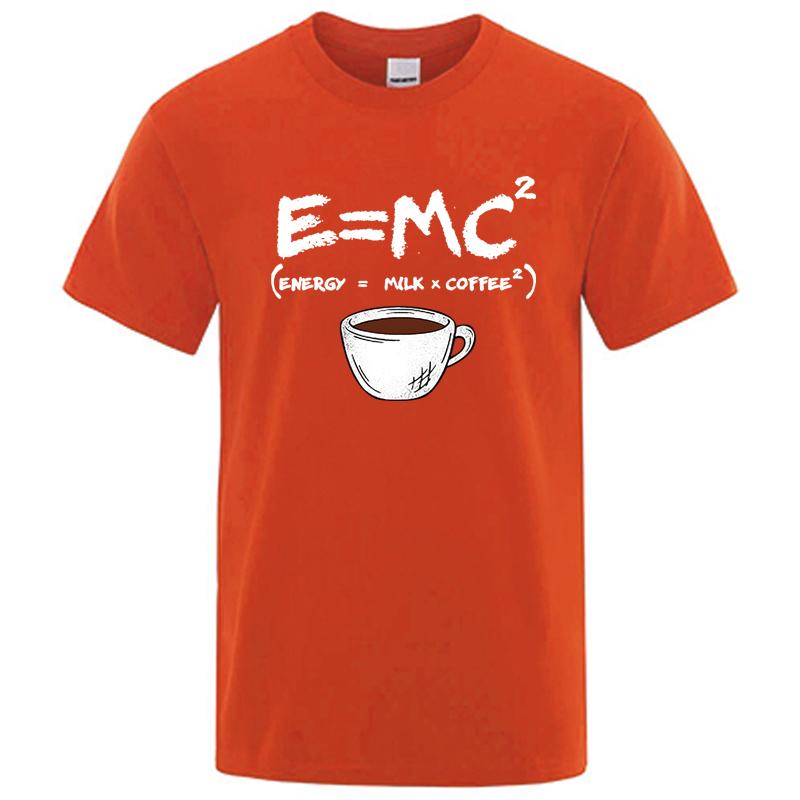 Cotton Men's T-shirt Casual Funny Energy=Milk+Coffee Print Men Cool Loose O-neck Tops for Men Short Sleeve Male Tees
