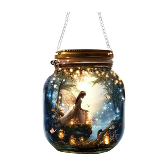Fairy Hanging Decoration 2D Flat Fairy Forest Acrylic Ornament Wishing Bottle Shape Decoration for Indoor Outdoor Window Door