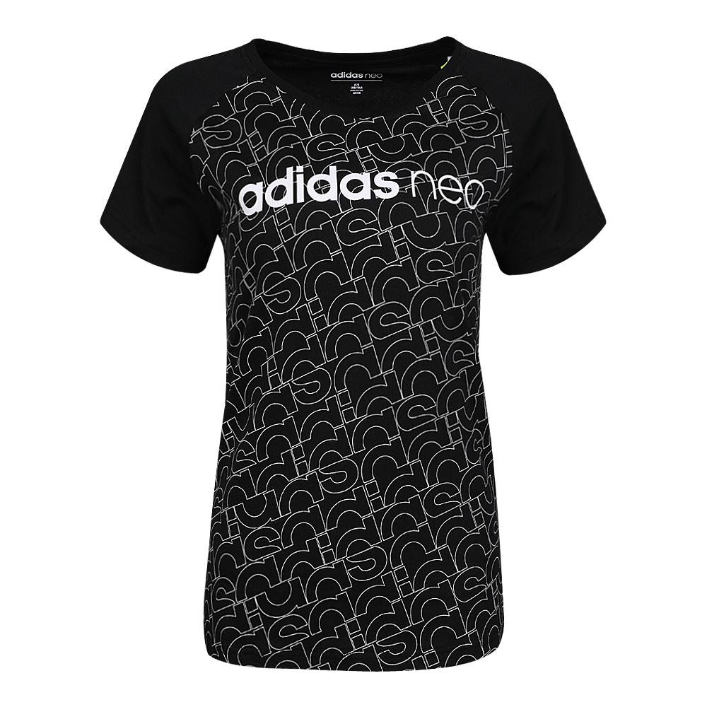 

Adidas Neo Cotton Letter Round Neck Short Sleeve T-Shirt Women Tops Black CV9258 M