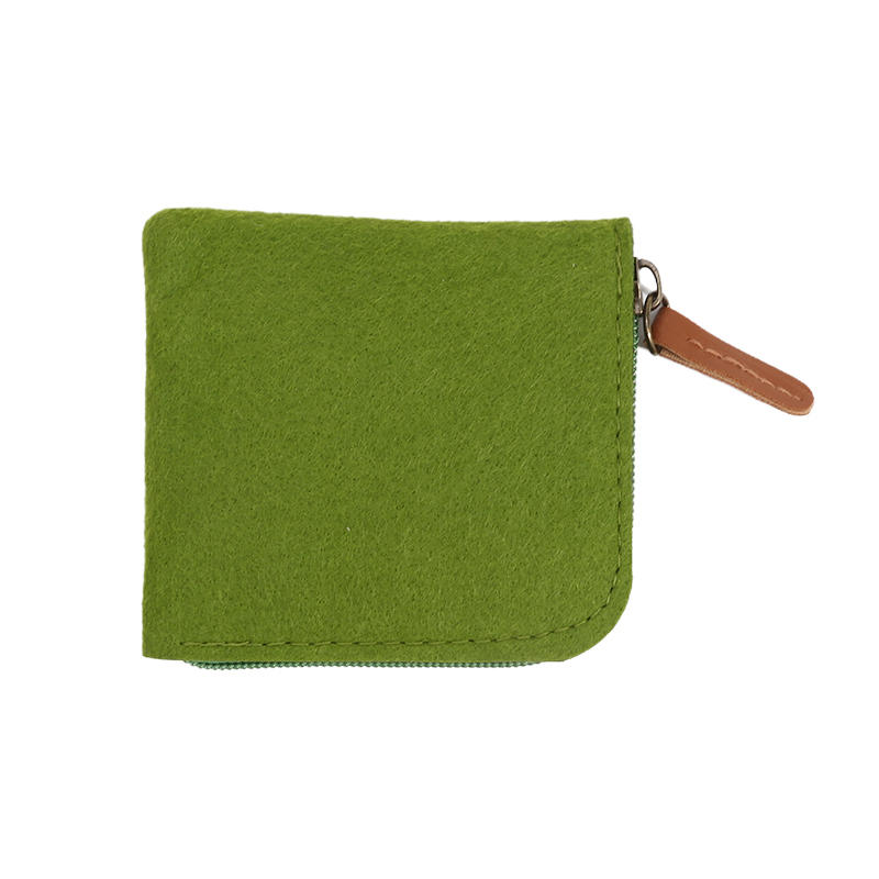 1 Stück Kompaktes Damen Herren Kurzes Kartenetui Geldbörse Filz Kleingeldfach Tragbare Reißverschluss Münzbörse