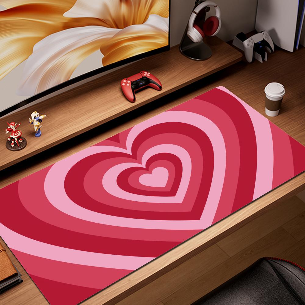 Coffee Love Heart Gaming Accessories Laptop Mousepad Rubber Antiskid Keyboard Mat Computer Offices Game Desk Mat Pink Mousepad