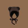 Bear hat women's autumn and winter warm ear protection knitted hat big head circumference show face small bucket hat