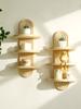1,2-Tier Boho Style Wooden Wall Shelves-Geometric Wall Mounted Shelves, Natural Wood Finish, Modern Home Decor, Plant Decorative