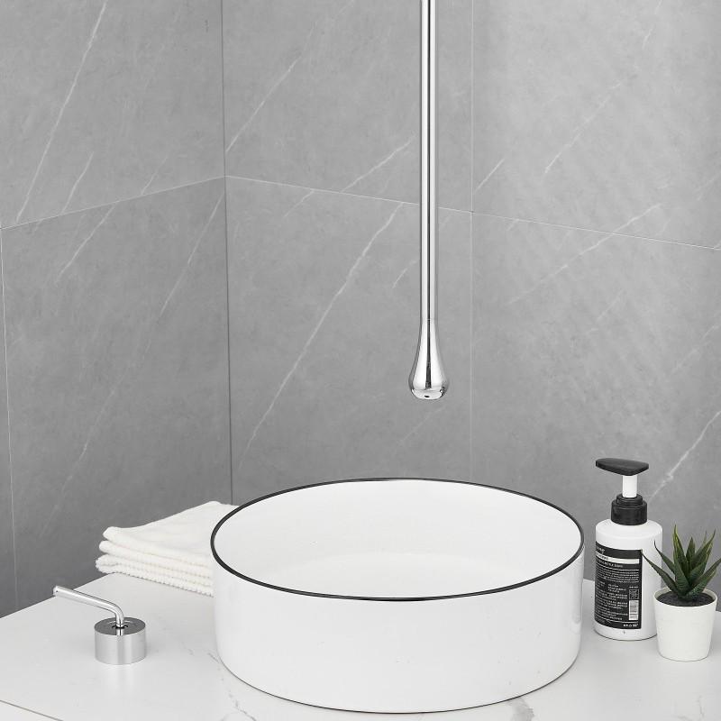 Wall-Mounted Water Drop Faucet with Adjustable Boom, Single-Hole Control, for Hot & Cold Water