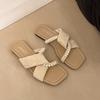 French square head one-word slippers women's wear 2025 summer new with skirt high-end Internet celebrity fashion cool slippers