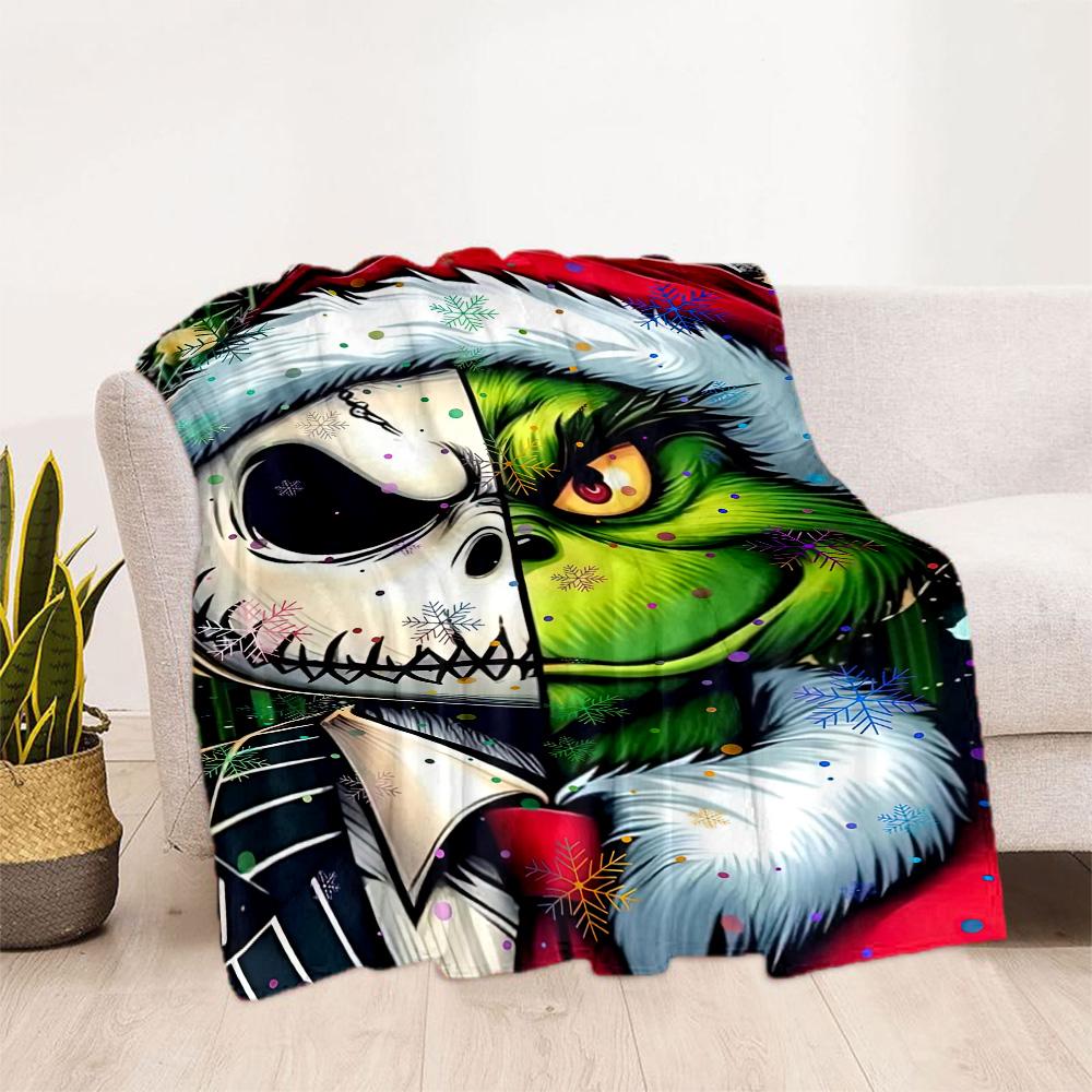 Christmas Nightmare Blanket Soft Warm Cozy Perfect for Livingroom Office Chair All-Season Use Playful Design Perfect Gift for Relatives and Friends