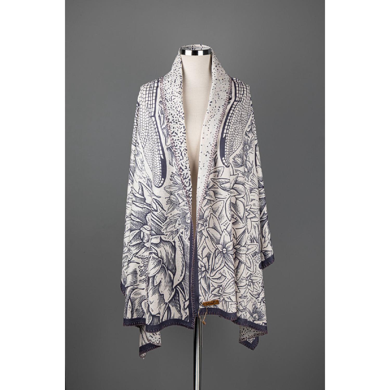 

Double Sided Patterned Shoulder Shawl - Plum 70 x 190 рожевий