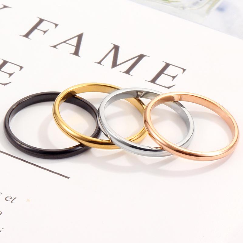 2MM Thin Titanium Steel Silver Color Couple Ring Simple Fashion Rose Gold Color Finger Ring for Women and Men Mens Gifts