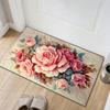 3D Floral Cross-Style Print Area Rug - Anti-Slip Floor Mat Heavyweight Polyester Carpet for Bedroom, Bathroom, Living Room,
