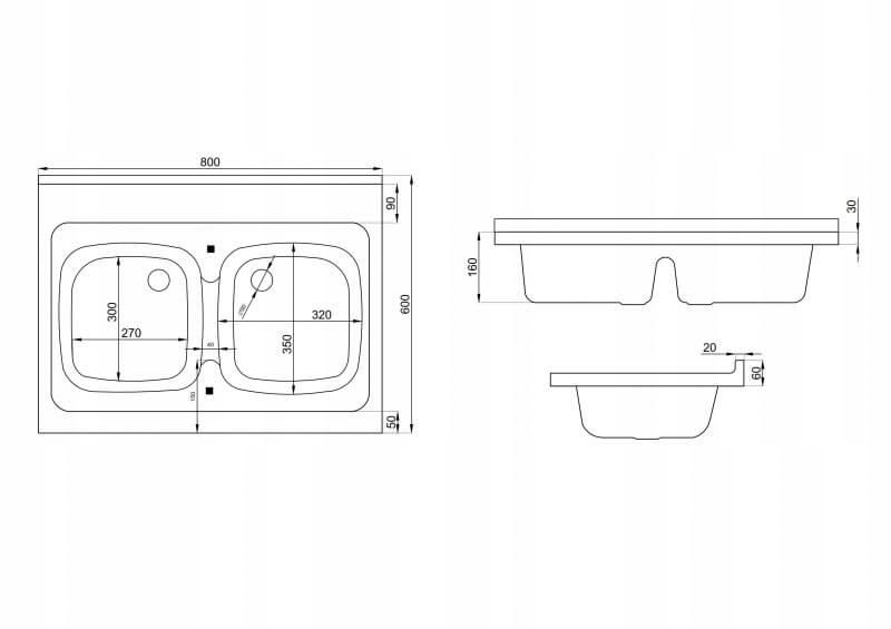 ZD-79 White 79x48 Double-bowl Acrylic Polimat Sink