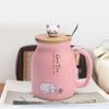 1Pc Lovely Cat Ceramic Cup with Spoon and Lid  Coffee Water Milk Mug for Drinkware Gift