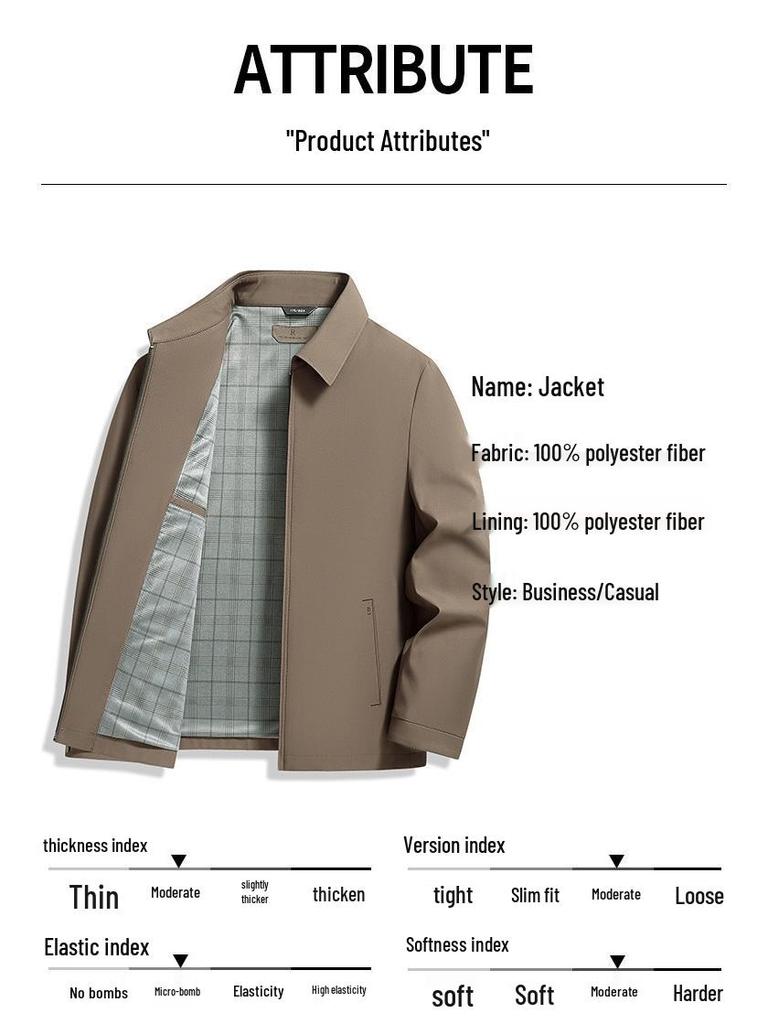 Męska Kurtka Casualowa z Klapami na Wiosnę/Jesień 2025 - Uniwersalny Jednolity Kolor Modny Płaszcz dla Młodych i Wieków Średnich