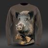 Bear Pig Hunting Animal 3d Print Long Sleeve T-shirt Men Women Fashion Tshirt Camo Camouflage Tops Tees Outdoor Sportwear Tshirt