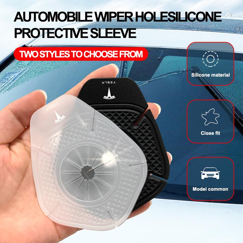 2Pcs Car Windshield Wiper Protective Cover Dust Wiper Emblem Accessories For Tesla Model 3 Model S Model X Model Y Roadster Bonina Coil