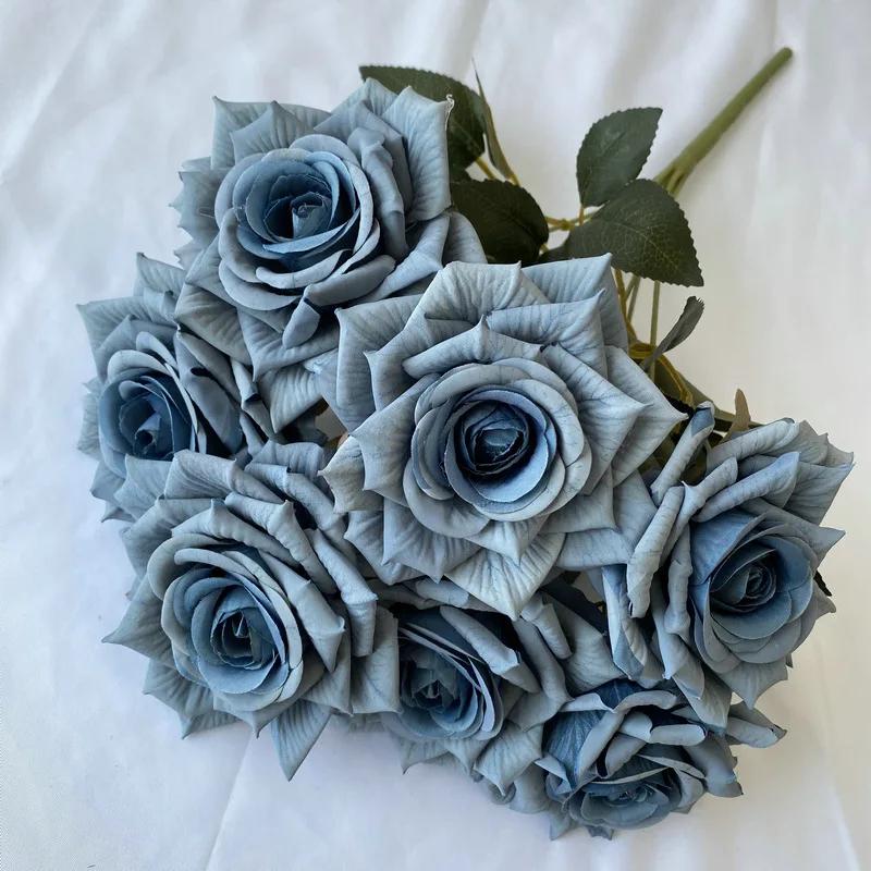 41CM 7 Forks Silk Screen Diamond Rose Artificial Flower Wedding Living Room Decoration Road Guide Bouquet, Artificial Flower